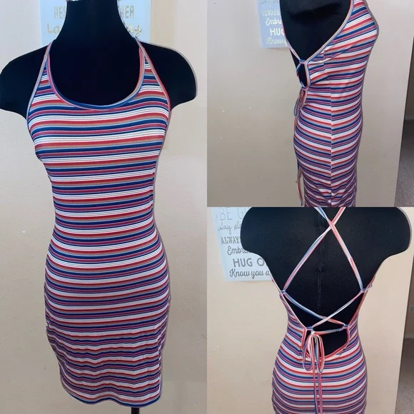 strapless open back dress Sail to Sable Red, White & Blue Ric-Rac Button Front Mini Dress Navy/Multi / XXS / SU25STW10 main image 1